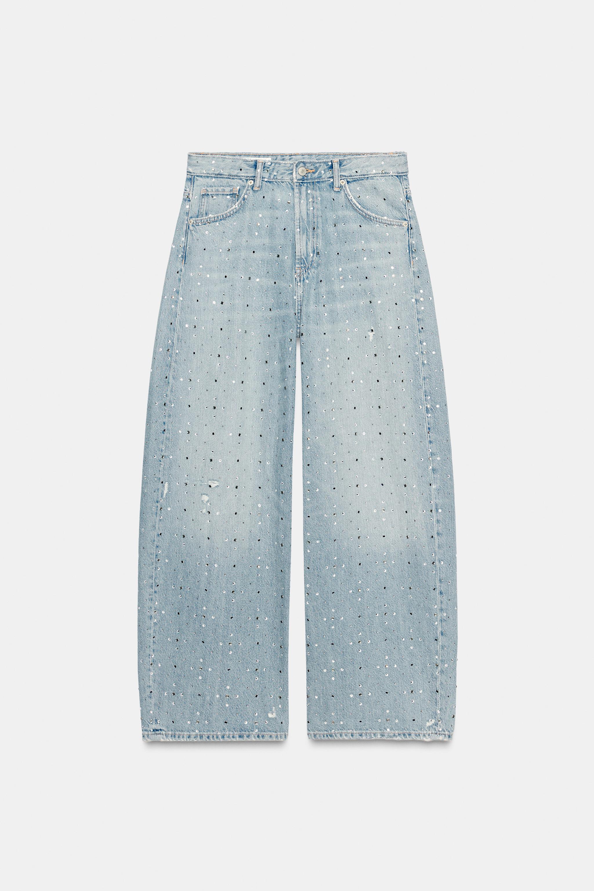 TRF BAGGY RHINESTONE JEANS